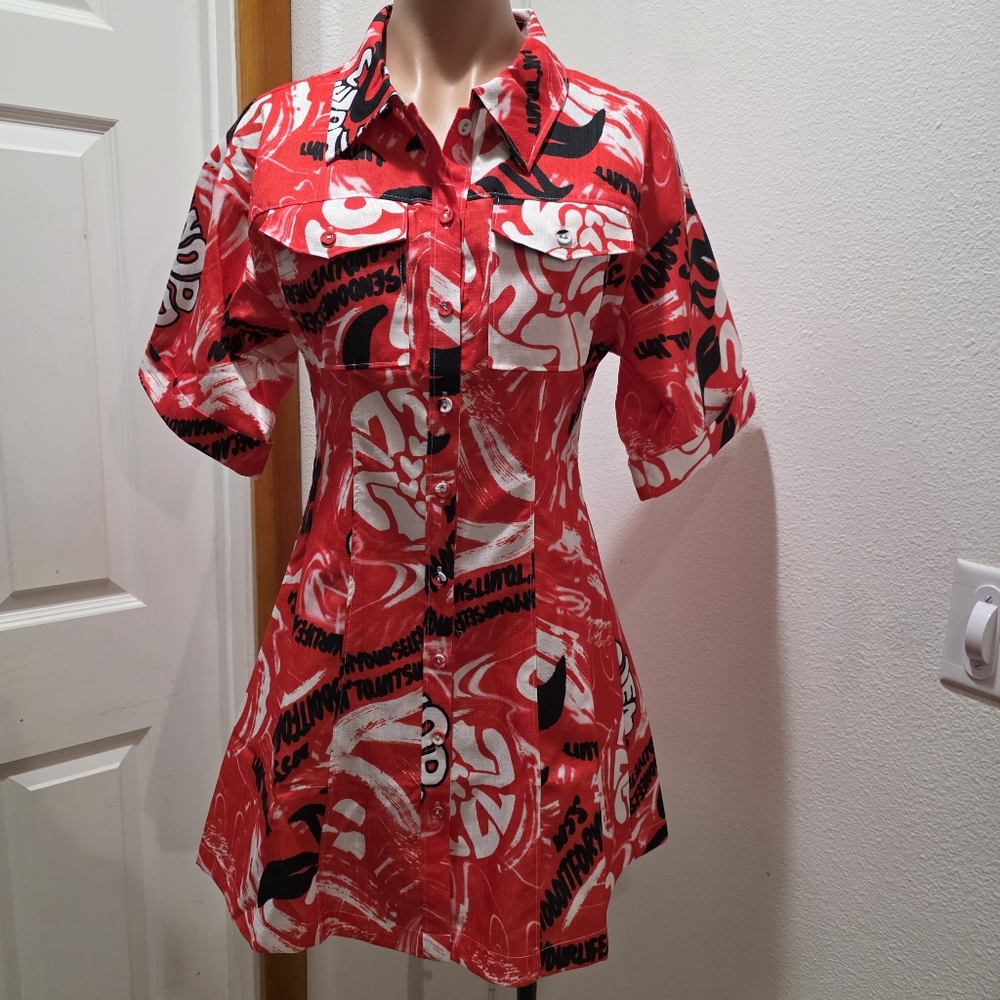 L'ATISTE BY AMY Red Graffiti Mini Dress S